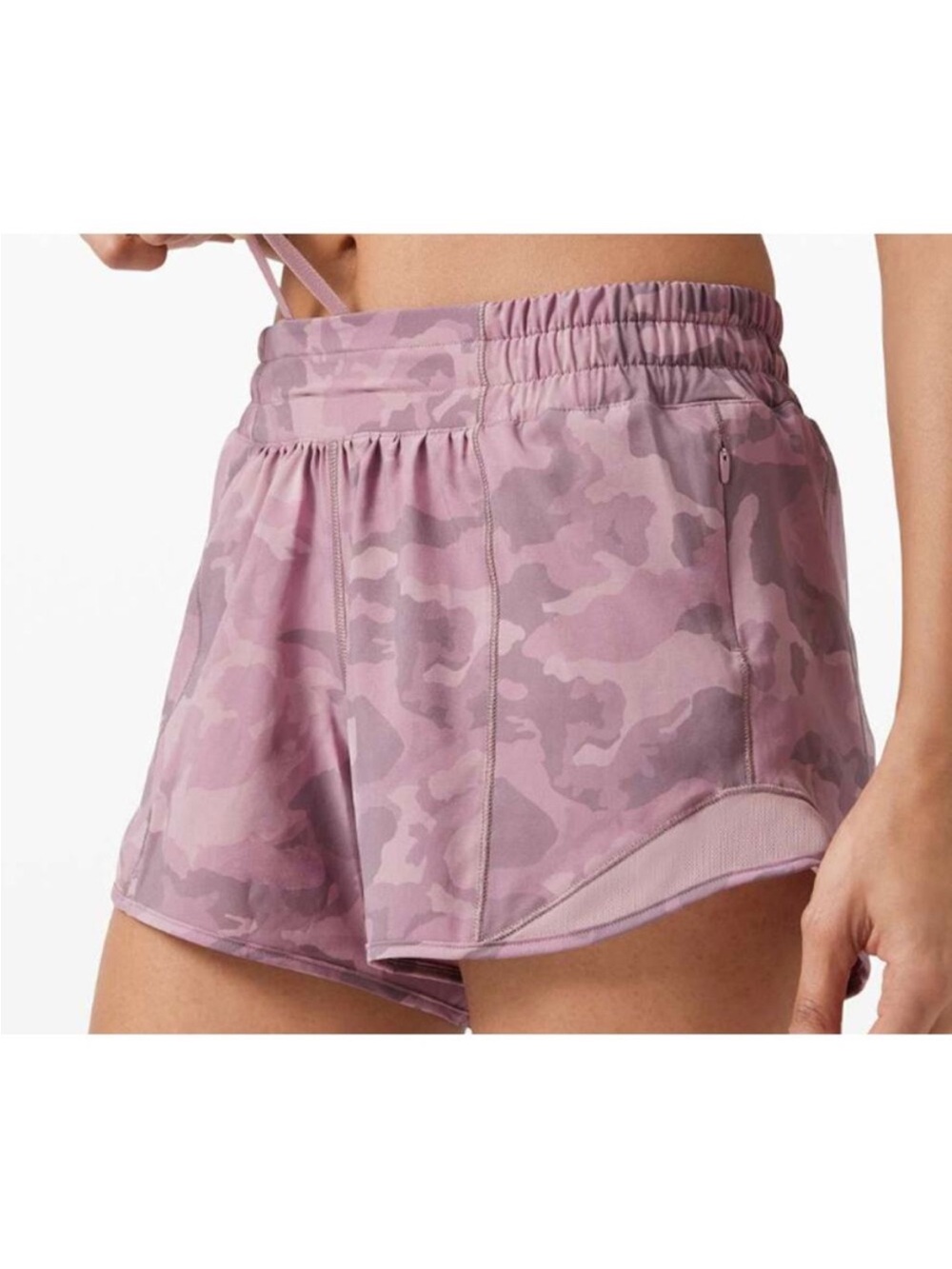Lululemon Pink Camo 4 inch hotty hot shorts